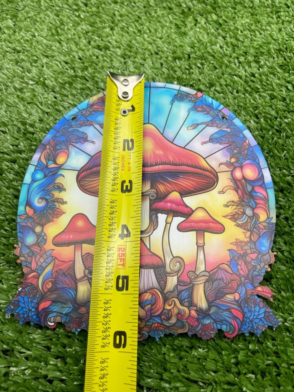 Vibrant Red Mushroom Art Round Wall Hanging - Picture 9 of 11